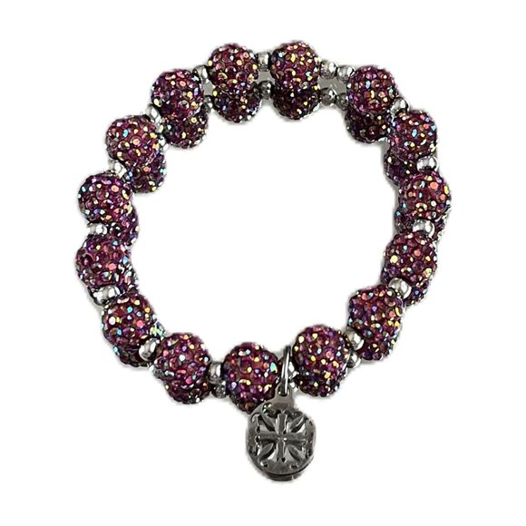 Rustic Cuff Metal Stainless Steel Shambala Beaded Stretch Bracelet Colorful - Picture 3 of 3